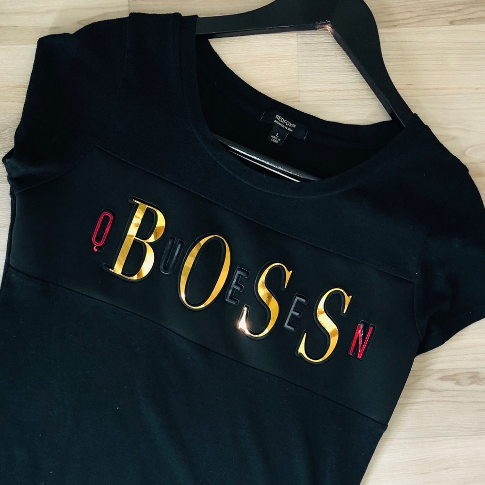 REDFOX BOSS QUEEN logo side zip long T Shirt Dress